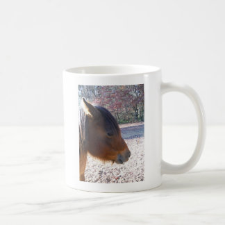 Taza De Café Primer plano de caballo marrón, pequeño pony marró