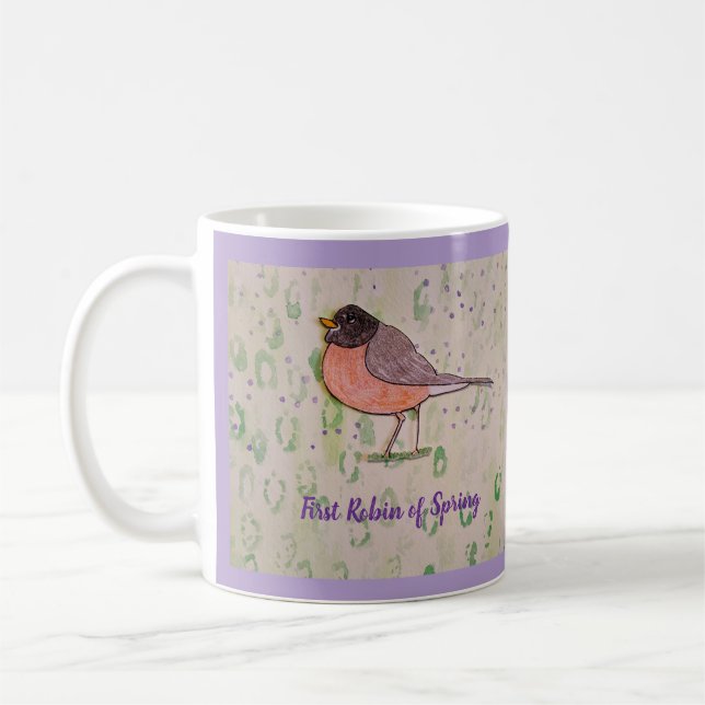 Taza De Café Primer Robin de Spring Pale Purple (Izquierda)