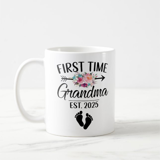 Taza De Café Primera Abuela Est 2025 Flower Grandma 2025 (Izquierda)