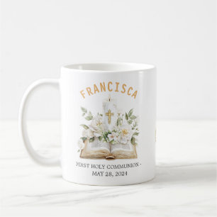 Taza De Café Primera Comunión Floral Biblia Religiosa
