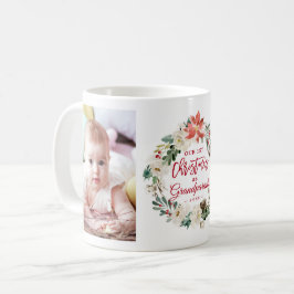 Taza De Café Primera foto de floral de los abuelos de Navidad