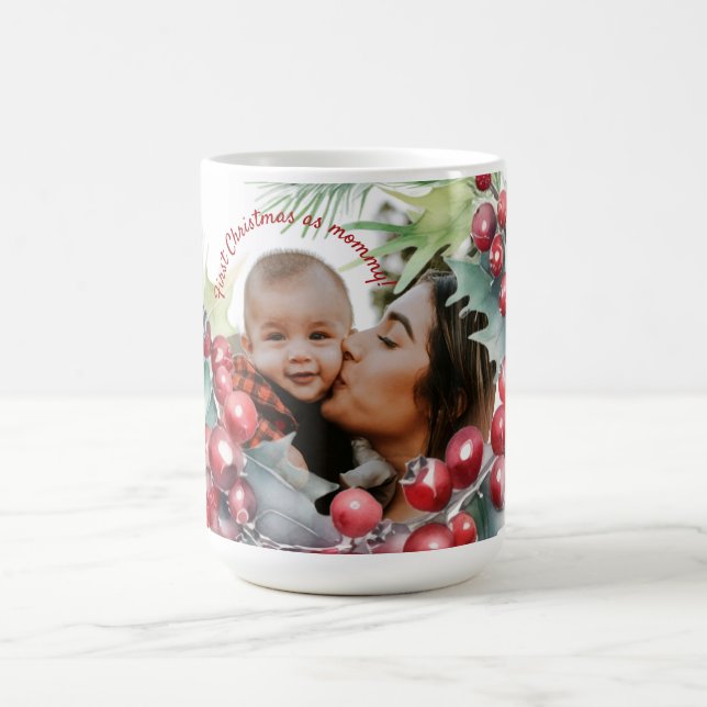 Taza De Café Primera Navidad como foto de mamá personalizada (Centro)