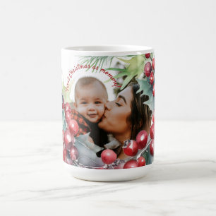 Taza De Café Primera Navidad como foto de mamá personalizada