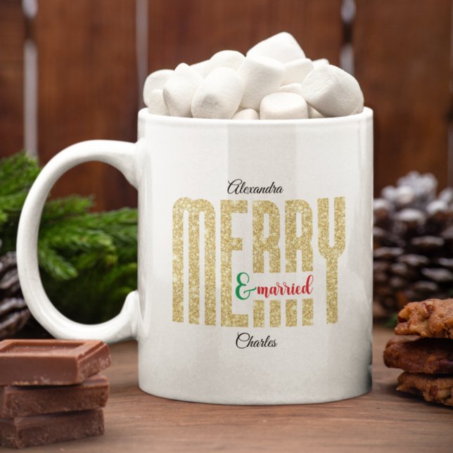 Taza De Café Primera Navidad con el Purpurina de oro casado (Subido por el creador)