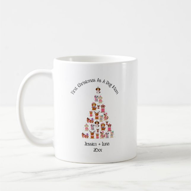 Taza De Café primera Navidad personalizada como perro padre (Izquierda)