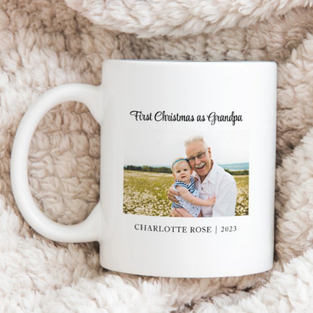 Taza De Café Primera Navidad simple: foto del nuevo abuelo (Subido por el creador)