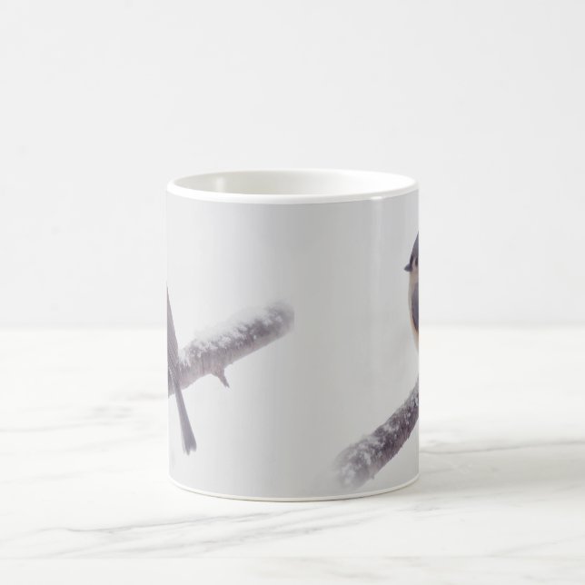 Taza De Café Primera nieve - pájaros del Titmouse copetudo (Centro)