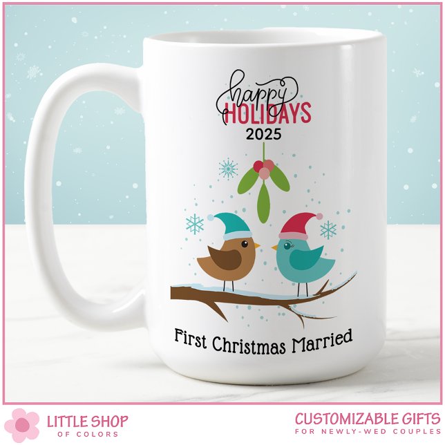 Taza De Café Primeras Navidades Casadas Aves de Amor (Subido por el creador)