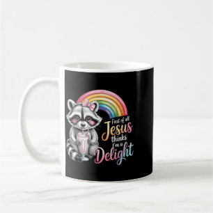 Taza De Café Primero De Jesús Piensa Un Diseño De Mapache Delic