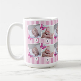 Taza De Café Primeros 12 meses Collage de fotos de bebé maripos