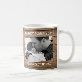Taza De Café Primeros Padres Día Nuevo Papá Foto Bebé Madera Rú