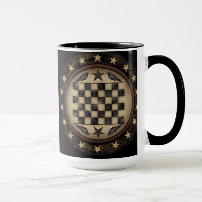 Taza de café primitiva del tablero de damas del (Derecha)