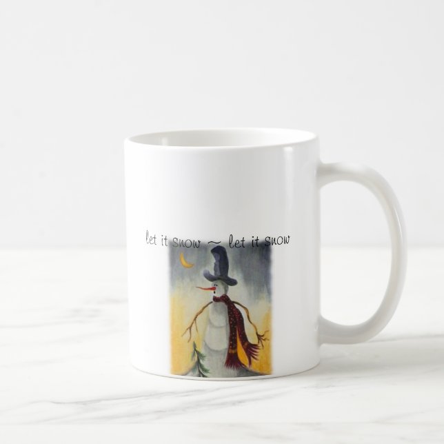 Taza De Café Primitive Folk Art Snowman (Derecha)