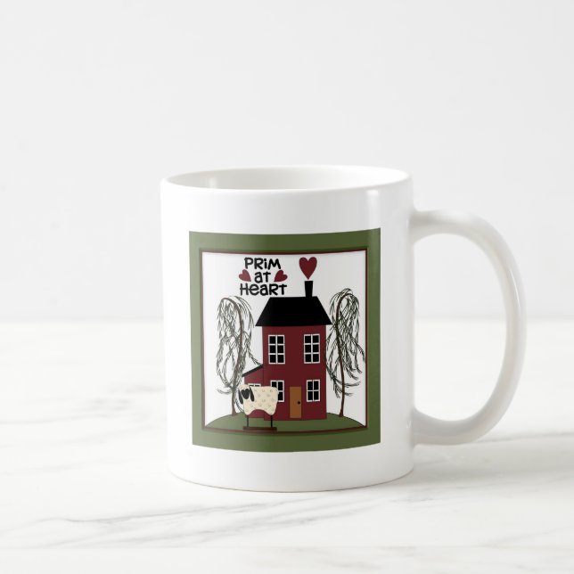 Taza De Café Primitivo en ovejas y casas de campo cardíacas (Derecha)