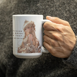 Taza De Café Princesa Anime en la corona sintiendo calma