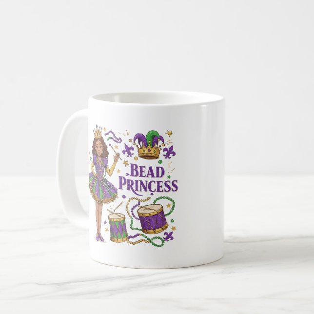 Taza De Café Princesa de abalorios - Mardi Gras (Anverso izquierdo)