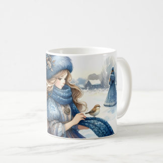 Taza De Café Princesa de Fantasía Invernal en un País de Cuento