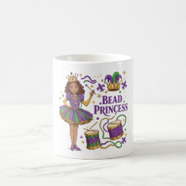 Taza De Café Princesa de las cuentas - Mardi Gras