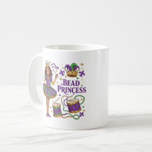 Taza De Café Princesa de las cuentas - Mardi Gras