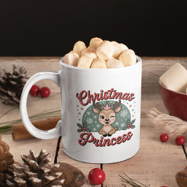 Taza De Café Princesa de Navidad | Reno de Navidad femenino y l