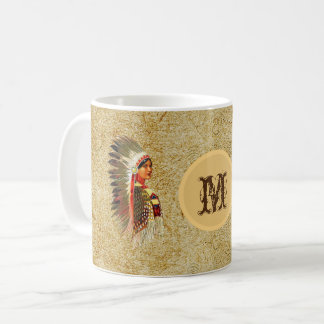 Taza De Café Princesa indígena americana nativa. Monogramado