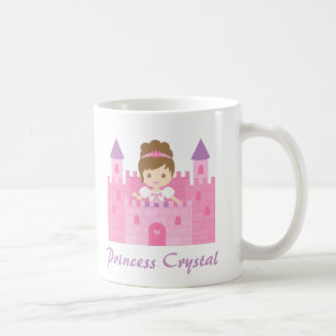 Taza De Café Princesa linda Girl en castillo rosado