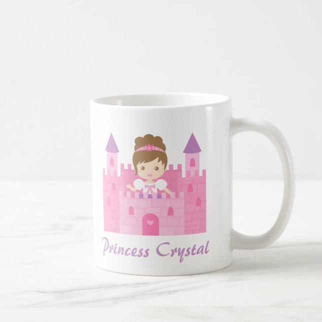 Taza De Café Princesa linda Girl en castillo rosado (Derecha)