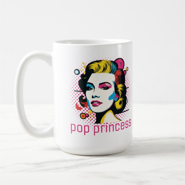 Taza De Café princesa pop, cara de mujer, rostro de arte abstra (Izquierda)