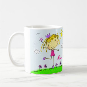 Taza De Café Princesa rubia púrpura rosada linda del ♥ de la