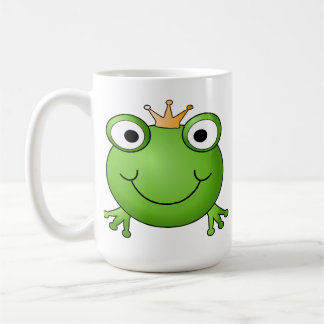 Taza De Café Príncipe de la rana. Rana sonriente con una corona