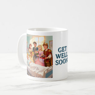 Taza De Café Príncipe enfermo en el hospital con visitantes 1