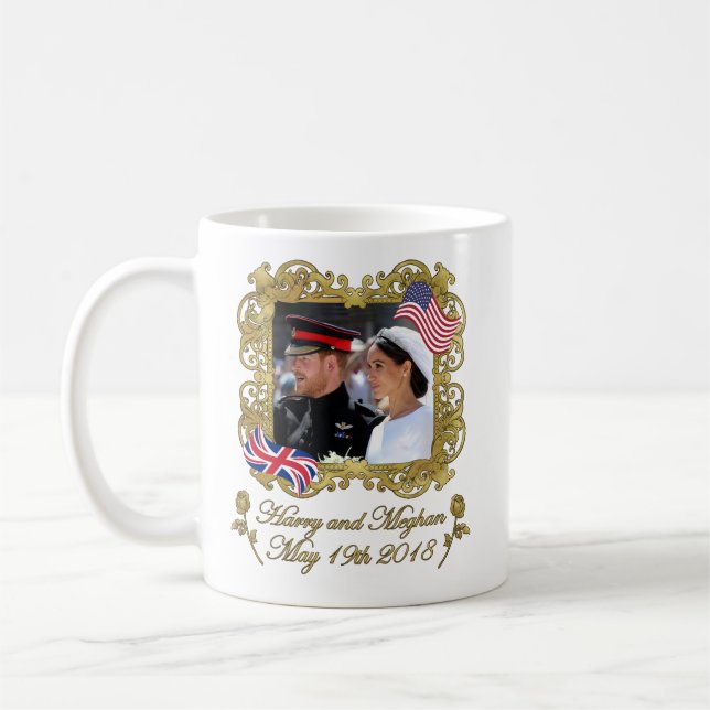 Taza De Café Príncipe Harry y Meghan Markle Boda Real (Izquierda)