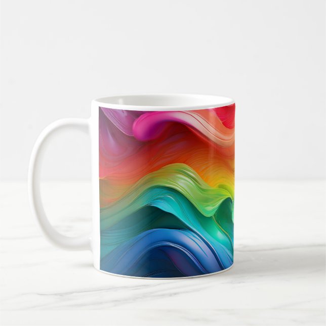 Taza De Café Prism Flow – Rainbow Abstract Mug (Izquierda)