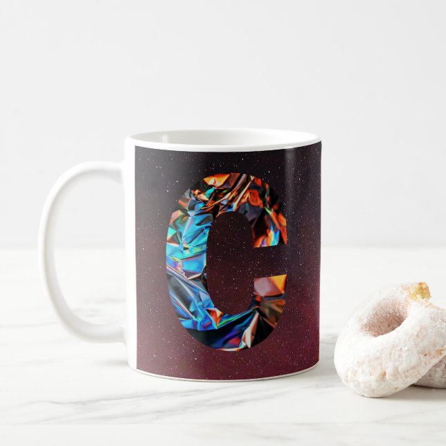 Taza De Café Prisma galáctico inicial C Mug (Con donut)