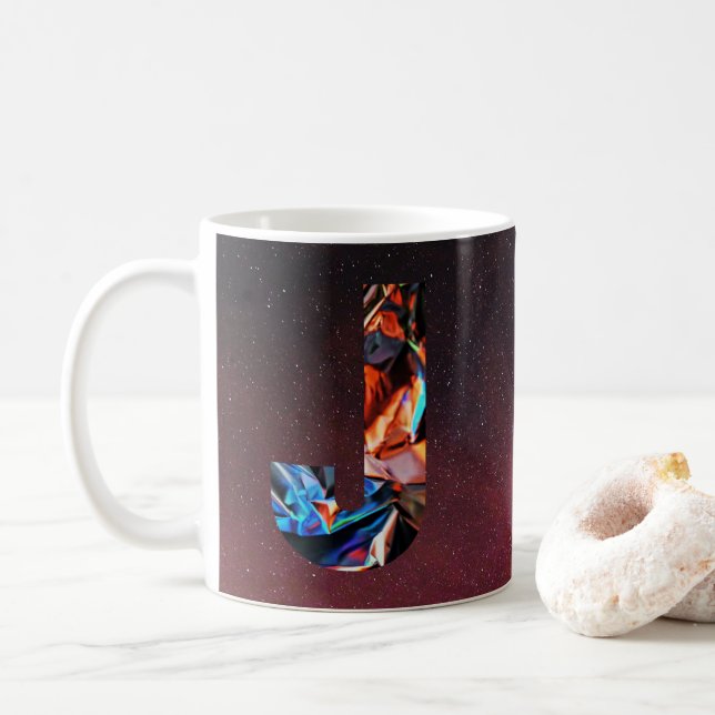 Taza De Café Prisma Galáctico Inicial J Mug (Con donut)