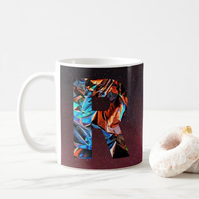 Taza De Café Prisma Galáctico Inicial R Mug (Con donut)
