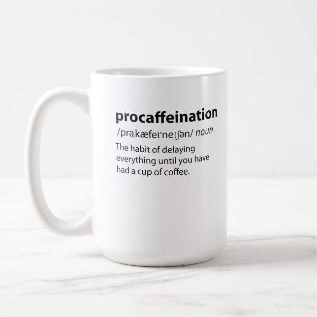 Taza De Café Procaffeination Funny Dictionary Definition (Izquierda)