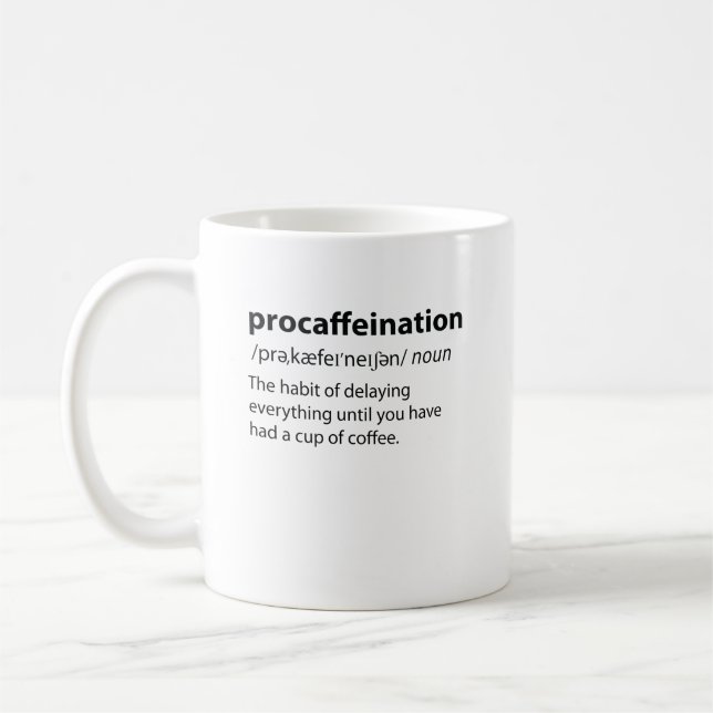 Taza De Café Procaffeination Funny Dictionary Definition (Izquierda)