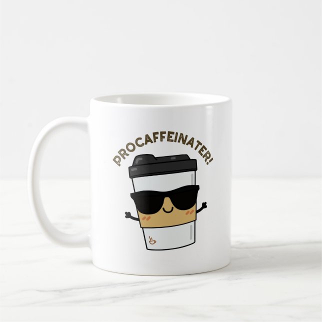 Taza De Café Procaffeinator Funny Caffeine Coffee Pun (Izquierda)