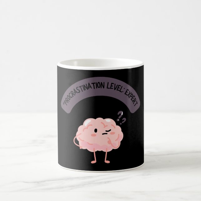 Taza De Café Procrastination Level: Expert – Funny Brain  (Centro)
