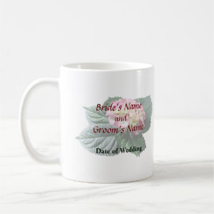 Taza De Café Productos Bodas de hidrangea rosa y blanca