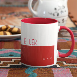 Taza De Café Prof (arquitecto) moderno mitad rojo mitad blanco
