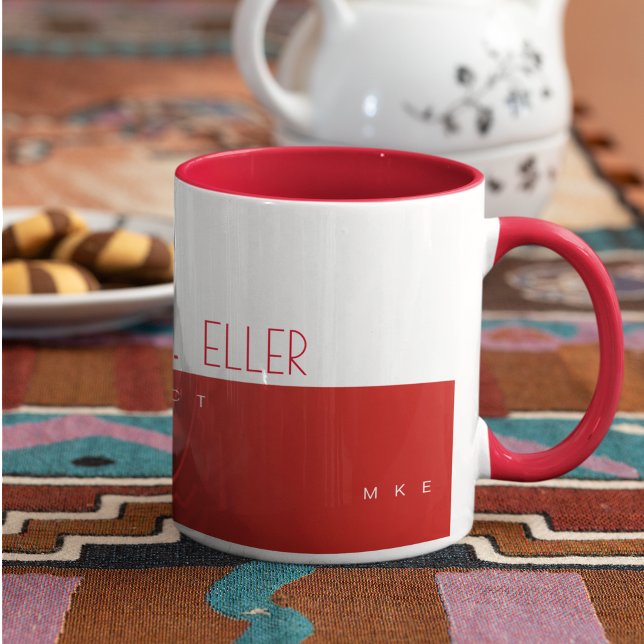 Taza De Café Prof (arquitecto) moderno mitad rojo mitad blanco (Subido por el creador)