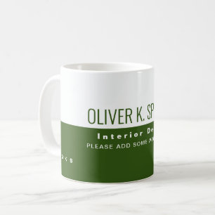Taza De Café profesión de diseño interior mitad verde mitad bla