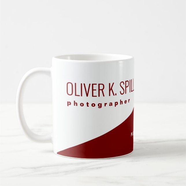 Taza De Café Profesión (fotógrafo) mitad-rojo mitad-blanco (Izquierda)