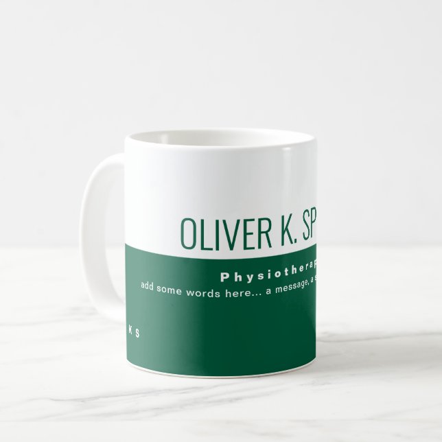 Taza De Café Profesión mitad cazador-verde medio blanco (Anverso izquierdo)