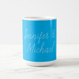 Taza De Café Profesional de boda caligrafía clásica azul