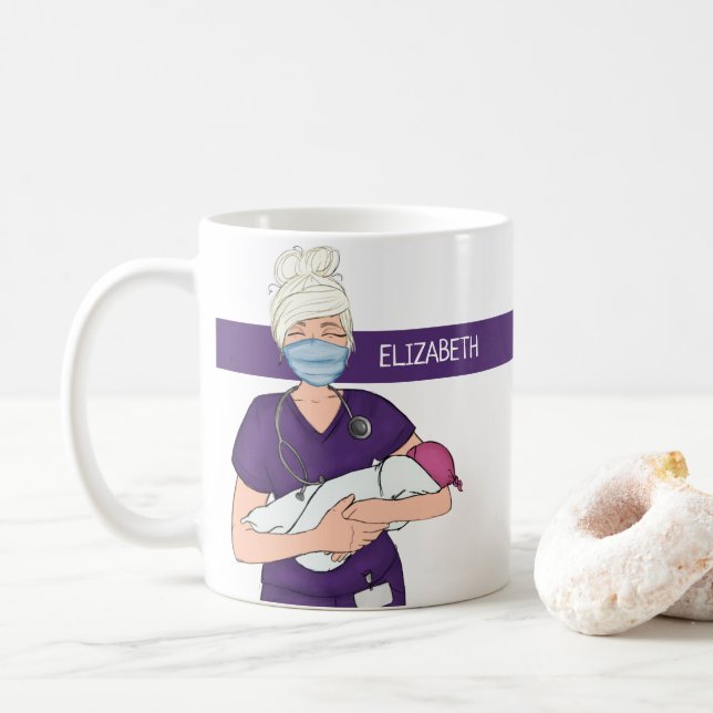 Taza De Café Profesional de Enfermeras obstetra/ginecólogo pers (Con donut)