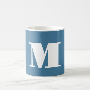 Taza De Café Profesional Minimalista de bollo azul sólido monog