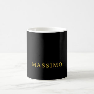 Taza De Café Profesional Minimalista Dorado y Negro Nombre